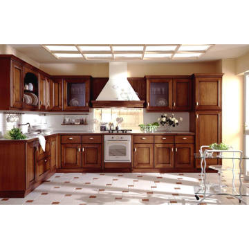 L Shape Contemporary Wood Kitchen Cabinet